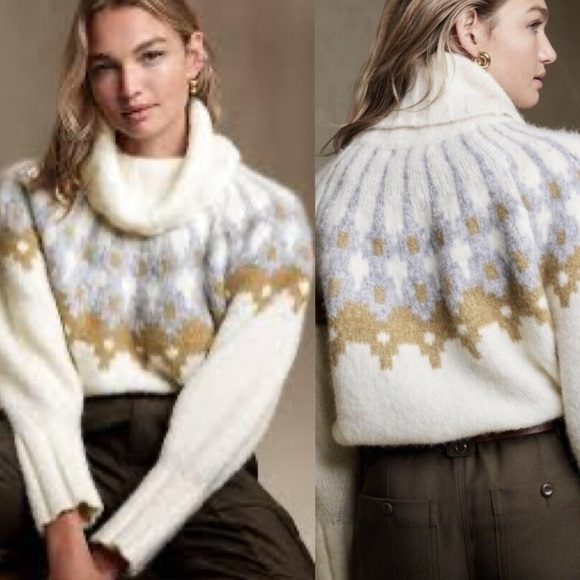 Banana Republic Alapaca Fair Isle Oversized Sweater M - Picture 1 of 16